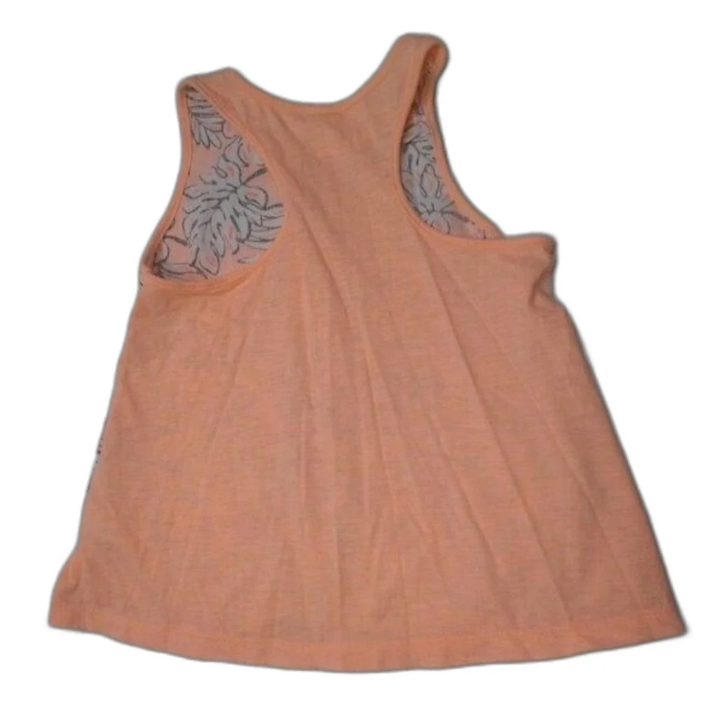 OshKosh Girls Tank Top Racerback Tropical Print Linen Peach White Black Size 10